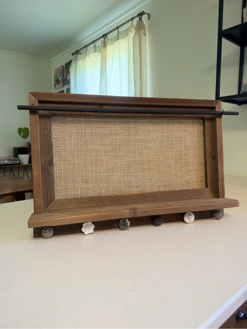 Wood frame jewelry organizer display